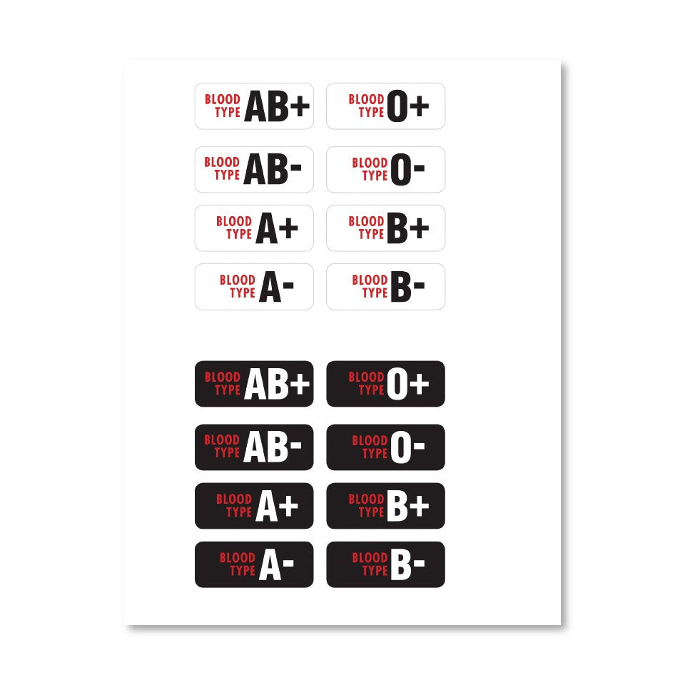 Aerostich Blood Type Stickers